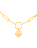 Gold Chain - 10ct Yellow Gold 47.7cm Paper Clip Chain with Heart - 790407