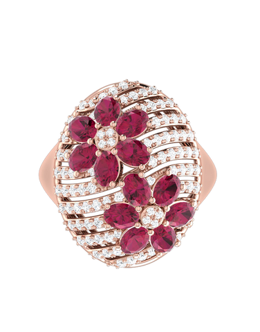 Ruby Ring- 14ct Rose Gold Natural Ruby and Diamond Ring - 790593