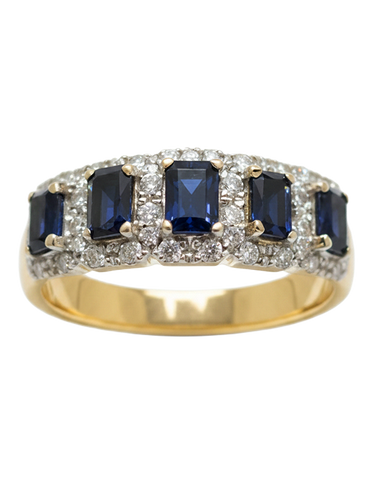 Sapphire Ring - 10ct Yellow Gold Sapphire & Diamond Ring - 788238