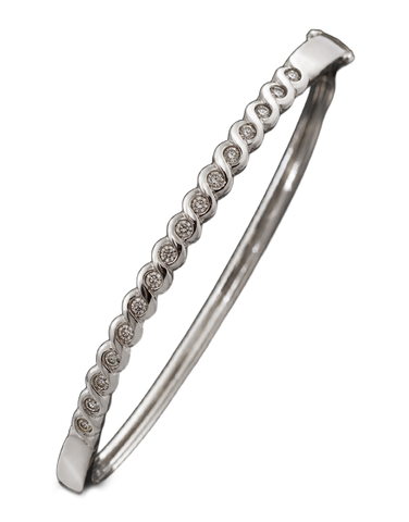 Diamond Bangle - 9ct White Gold Diamond Set Bangle - 756963