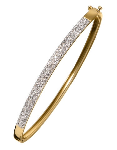 Diamond Bangle - 9ct Yellow Gold Diamond Set Bangle - 756688