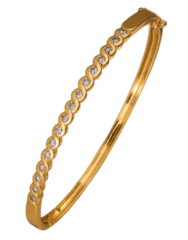 Diamond Bangle - 9ct Yellow Gold Diamond Set Bangle - 756962