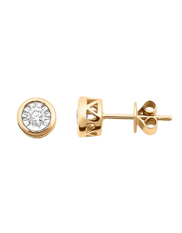 Diamond Earrings - 10ct Yellow Gold Diamond Set Stud Earrings - 784082