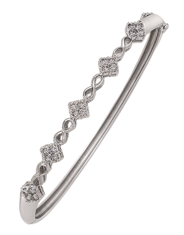 Diamond Bangle - 9ct White Gold Diamond Set Bangle - 756692