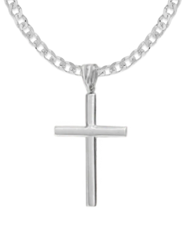 Gold Pendant- 10ct White Gold Cross- 781332