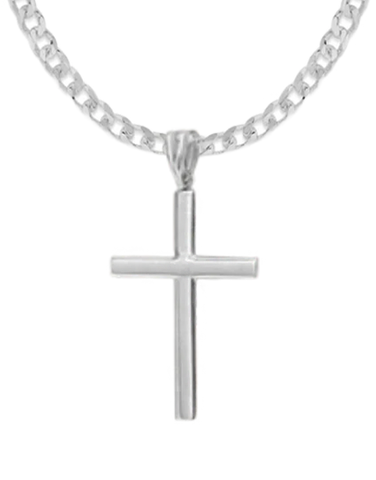 Gold Pendant- 10ct White Gold Cross- 781332
