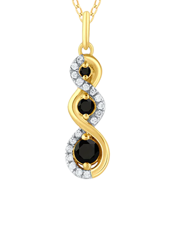 10ct Yellow Gold Black Sapphire and Diamond Pendant - 788268