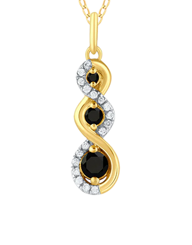 10ct Yellow Gold Black Sapphire and Diamond Pendant - 788268