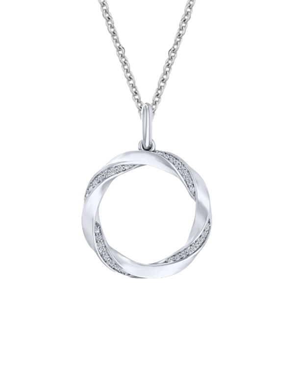 10ct White Gold Diamond Set 15mm Circle Pendant - 788966