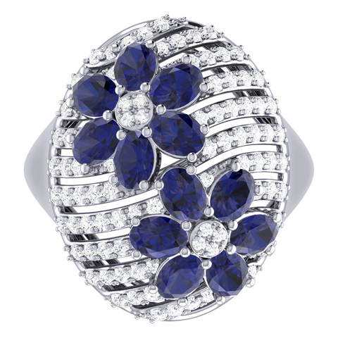 Sapphire Ring- 14ct White Gold Natural Sapphire and Diamond Ring- 790592