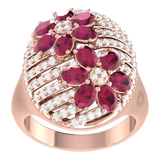 Ruby Ring- 14ct Rose Gold Natural Ruby and Diamond Ring - 790593