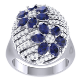 Sapphire Ring- 14ct White Gold Natural Sapphire and Diamond Ring- 790592