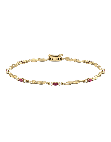 Ruby Bracelet - 10ct Yellow Gold Ruby & Diamond Bracelet - 788233