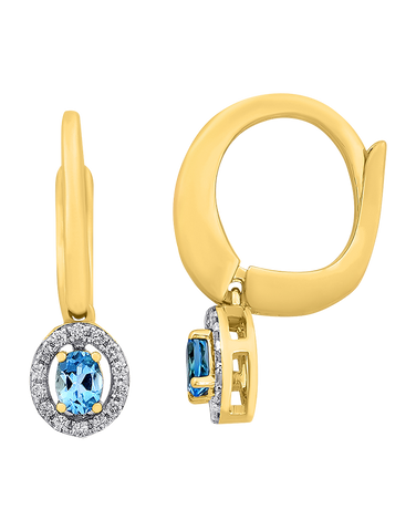 Blue Topaz Earrings - 10ct Yellow Gold Blue Topaz & Diamond Earrings - 786273