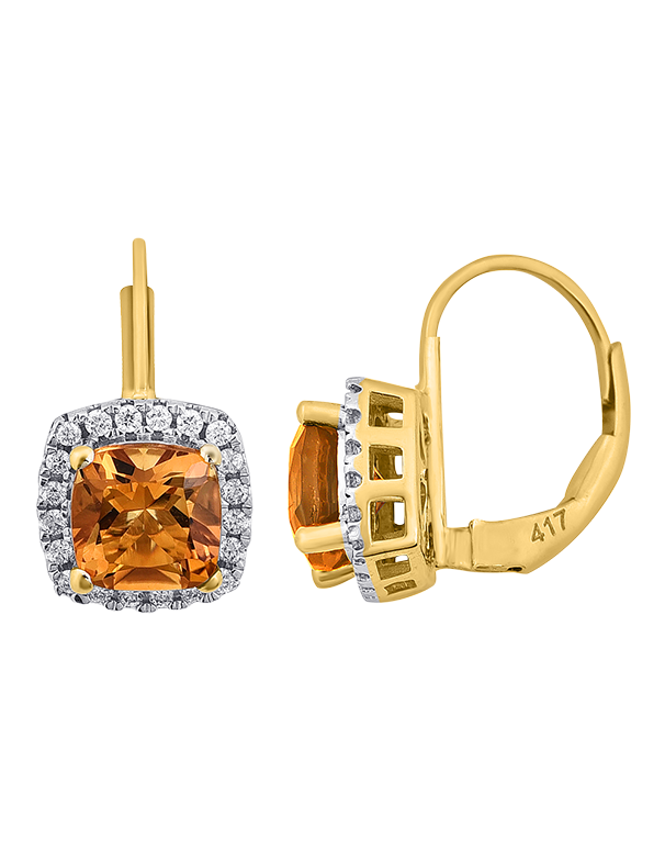 Citrine and 2025 diamond stud earrings