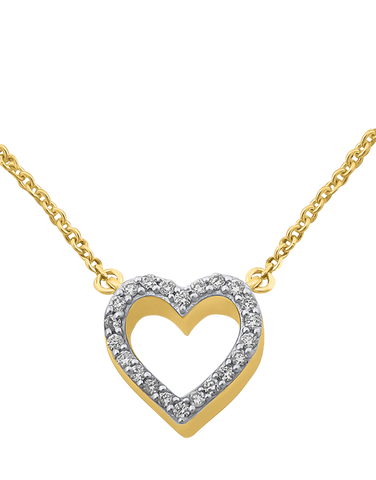 Diamond Pendant - 10ct Yellow Gold Diamond Set Heart Pendant With 45cm Chain - 786243