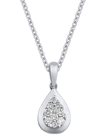 Diamond Pendant - 10ct White Gold Diamond Set Pear Shape Pendant - 784043