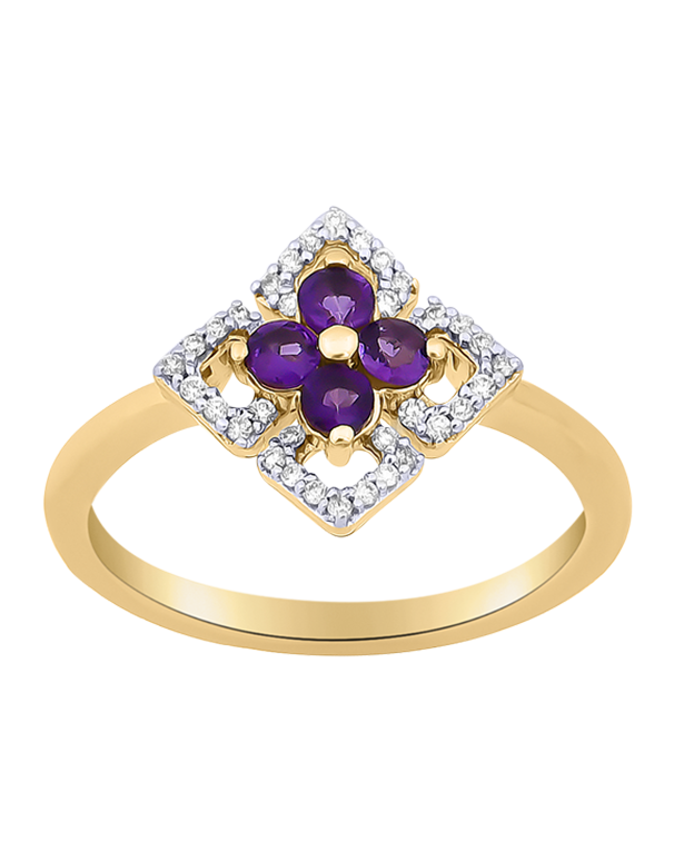 Gold ring top with purple stone