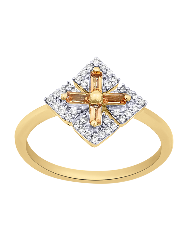 Citrine Ring - 10ct Yellow Gold Citrine & Diamond Ring - 786253