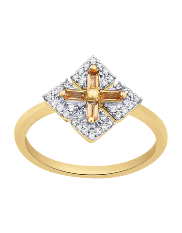Citrine Ring - 10ct Yellow Gold Citrine & Diamond Ring - 786253