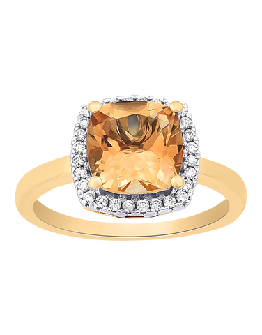 Citrine Ring - 10ct Yellow Gold Citrine & Diamond Ring - 786281