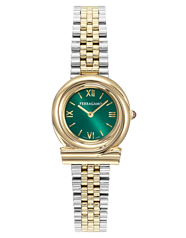 Ferragamo - Gancini Twisted Quartz Green Sunray 28mm - SFJK00526 - 791370