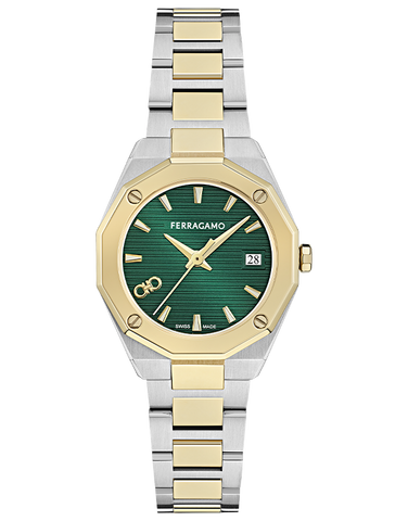 Ferragamo - Edge Quartz Green Guilloche 28mm - SFNR00426 - 791364