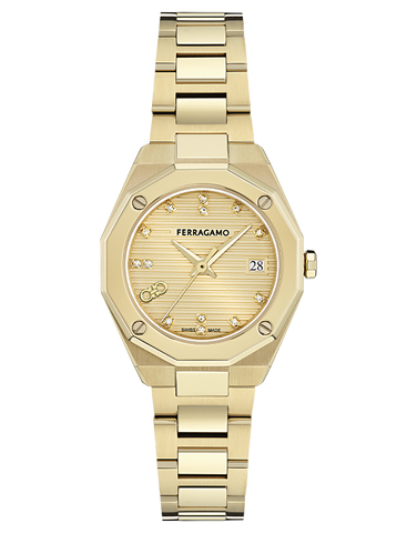 Ferragamo - Edge Quartz Yellow Gold Diamond 28mm - SFNR00626 - 791363
