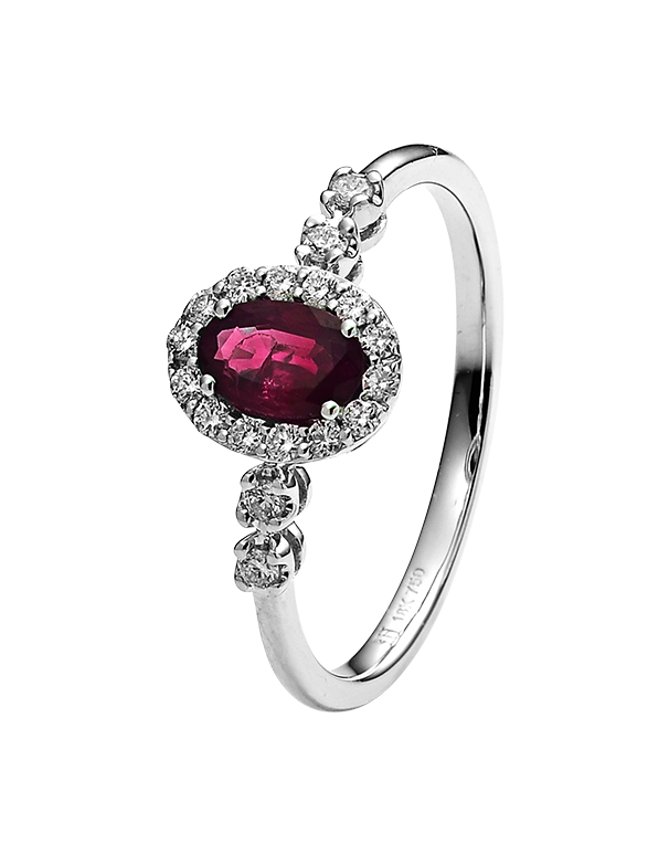 Ruby Ring 10ct White Gold Ruby Diamond Cluster Ring 784583