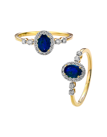 Sapphire Ring - 10ct Yellow Gold Sapphire & Diamond Cluster Ring - 784582