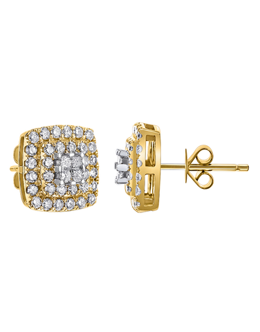 14ct Yellow and White Gold Diamond Stud Earrings - 784223