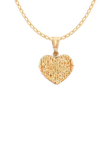 Gold Pendant- 10ct Yellow Diamond Cut Heart Pendant- 786789