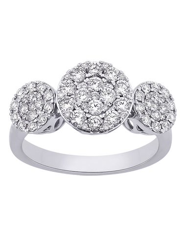 Diamond Ring - 14ct White Gold Diamond Set Trio Ring - 785007