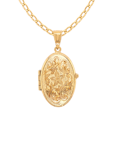 Gold Pendant- 10ct Yellow Gold Oval Locket- 785203