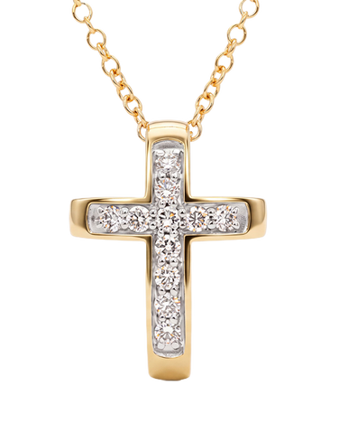 Diamond Pendant  - 10ct Yellow Gold  Diamond Set Cross Pendant - 784180