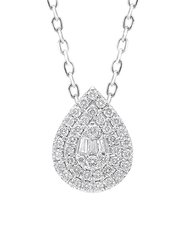 Diamond Pendant - 10ct White Gold Diamond Set  Pear Shape Pendant - 784143