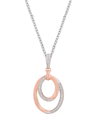 Diamond Pendant - 10ct Rose Gold Diamond Set Oval Pendant - 788027