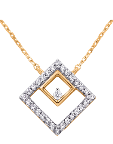 Diamond Pendant -10ct Yellow Gold Diamond Set Pendant With 45cm Chain - 786220