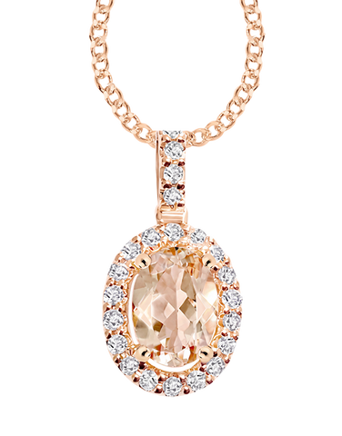 Morganite Pendant - 9ct Rose Gold Morganite and Diamond Pendant - 769124