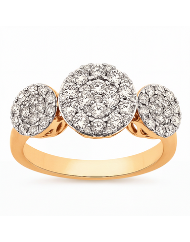 Diamond Ring - 14ct Yellow Gold Diamond Set Trio Ring - 785006