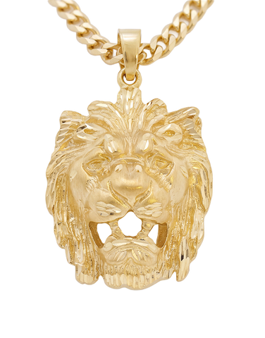 Men's Pendant - 10ct Yellow Gold Lion's Head Pendant - 781321
