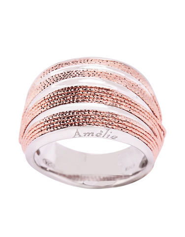 Mode d'Amelie - Sterling Silver & Rose Tone Ring - 770570