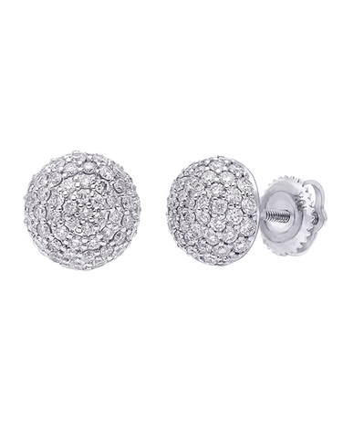 Diamond Earrings - 10ct White Gold Diamond Set Dome Stud Earrings -784189