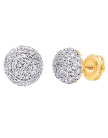 Diamond Earrings - 10ct Yellow Gold Diamond Set Dome Stud Earrings -784188