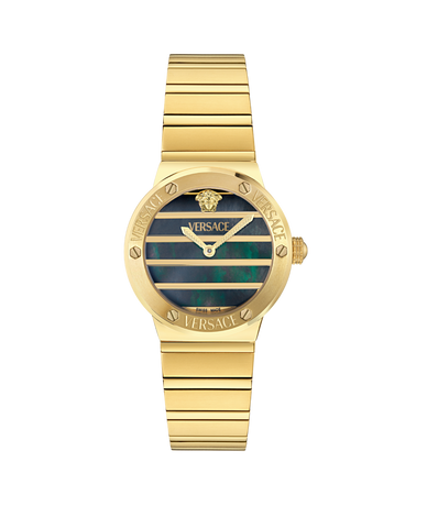 Versace Greca Logo Qtz Black Mop Dial Gold Pvd 33mm  - VE0S00525 - 790166