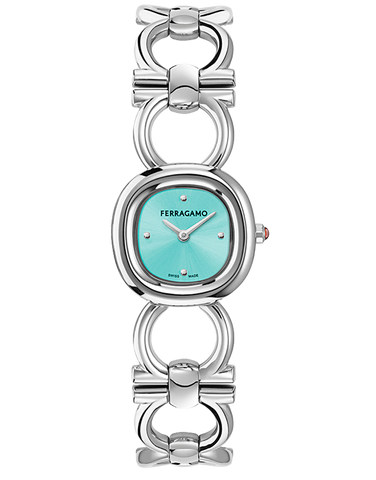 Ferragamo - Double Gancini Quartz Light Blue Dial Steel 25mm - SFZA00825 - 789999