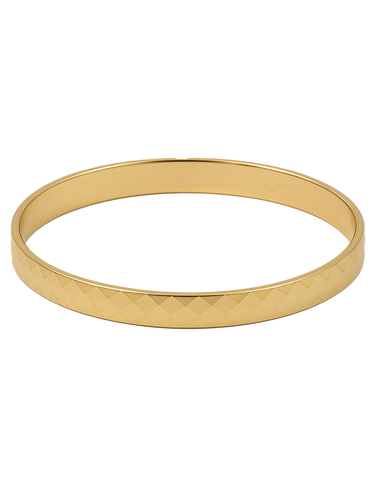 Gold Bangle - 10ct Yellow Gold Facet Patterned Bangle - 786390