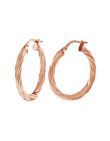 Gold Earrings - 10ct Rose Gold Twist Hoop Earrings- 787377