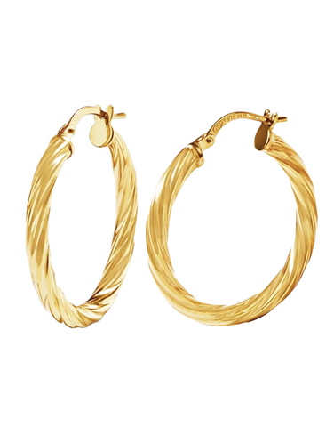 Gold Earrings - 10ct Yellow Gold Twist Hoop Earrings- 787265