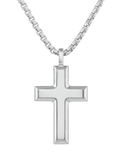 Sterling Silver 55cm Rounded Box Chain with Cross - 790132